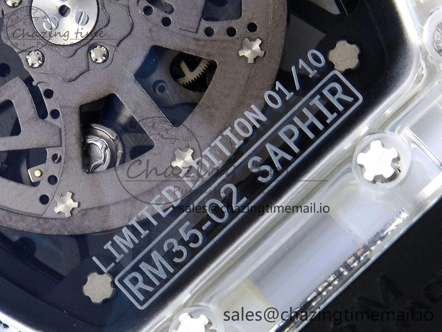 Bright RM035-02 Transparent RMF 1:1 Best Edition Skeleton Dial on Black Rubber Strap RMAL 9280