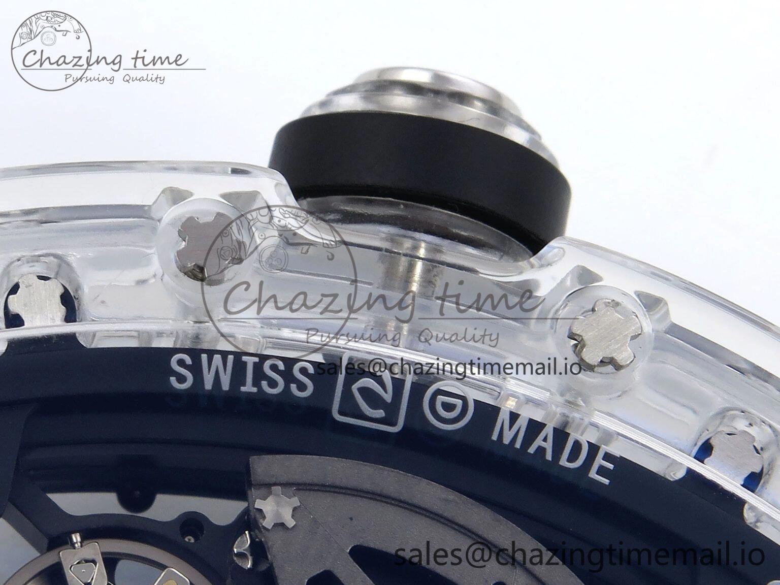 Bright RM035-02 Transparent RMF 1:1 Best Edition Skeleton Dial on Black Rubber Strap RMAL 9280