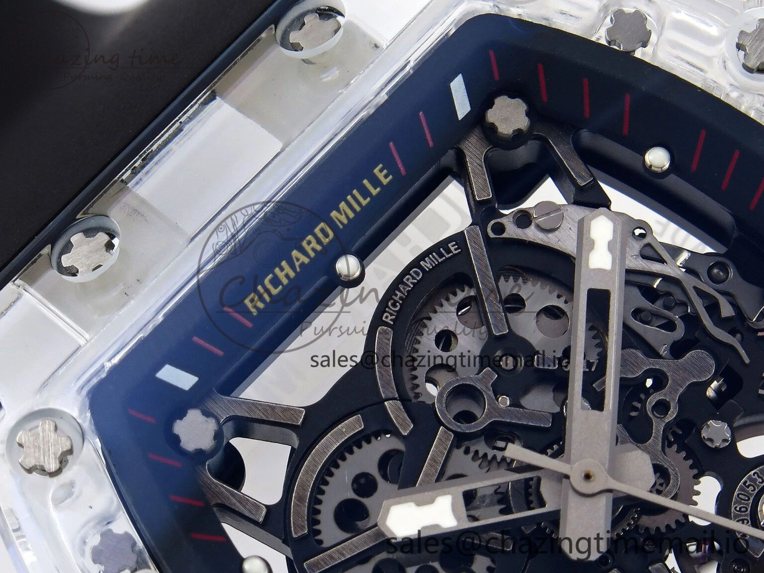 Bright RM035-02 Transparent RMF 1:1 Best Edition Skeleton Dial on Black Rubber Strap RMAL 9280