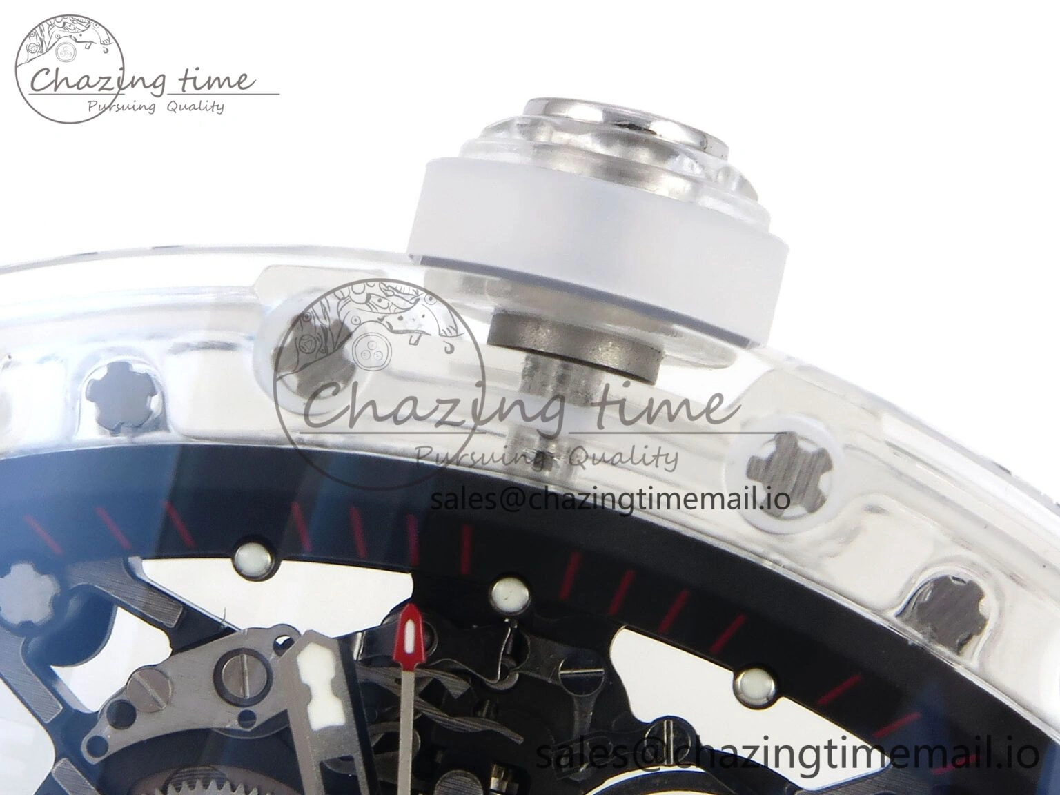 RM035-02 Transparent RMF 1:1 Best Edition Skeleton Dial on Transparent Rubber Strap RMAL Neat 9281