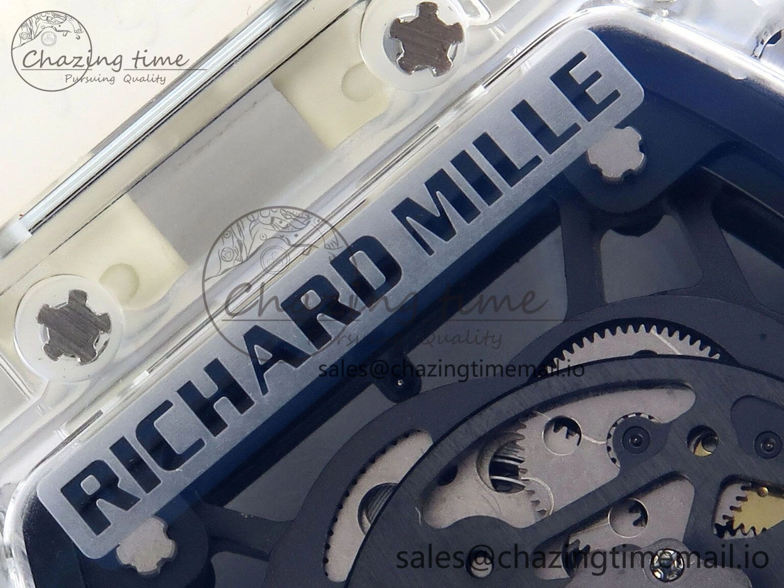 RM035-02 Transparent RMF 1:1 Best Edition Skeleton Dial on Transparent Rubber Strap RMAL Neat 9281
