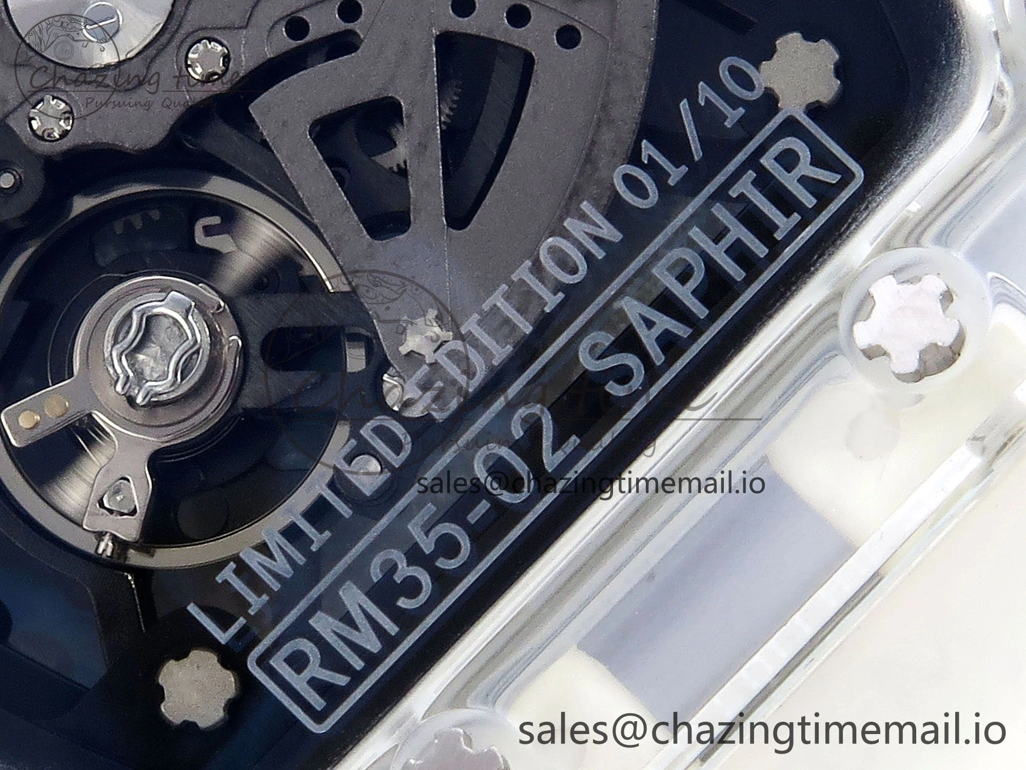 RM035-02 Transparent RMF 1:1 Best Edition Skeleton Dial on Transparent Rubber Strap RMAL Neat 9281