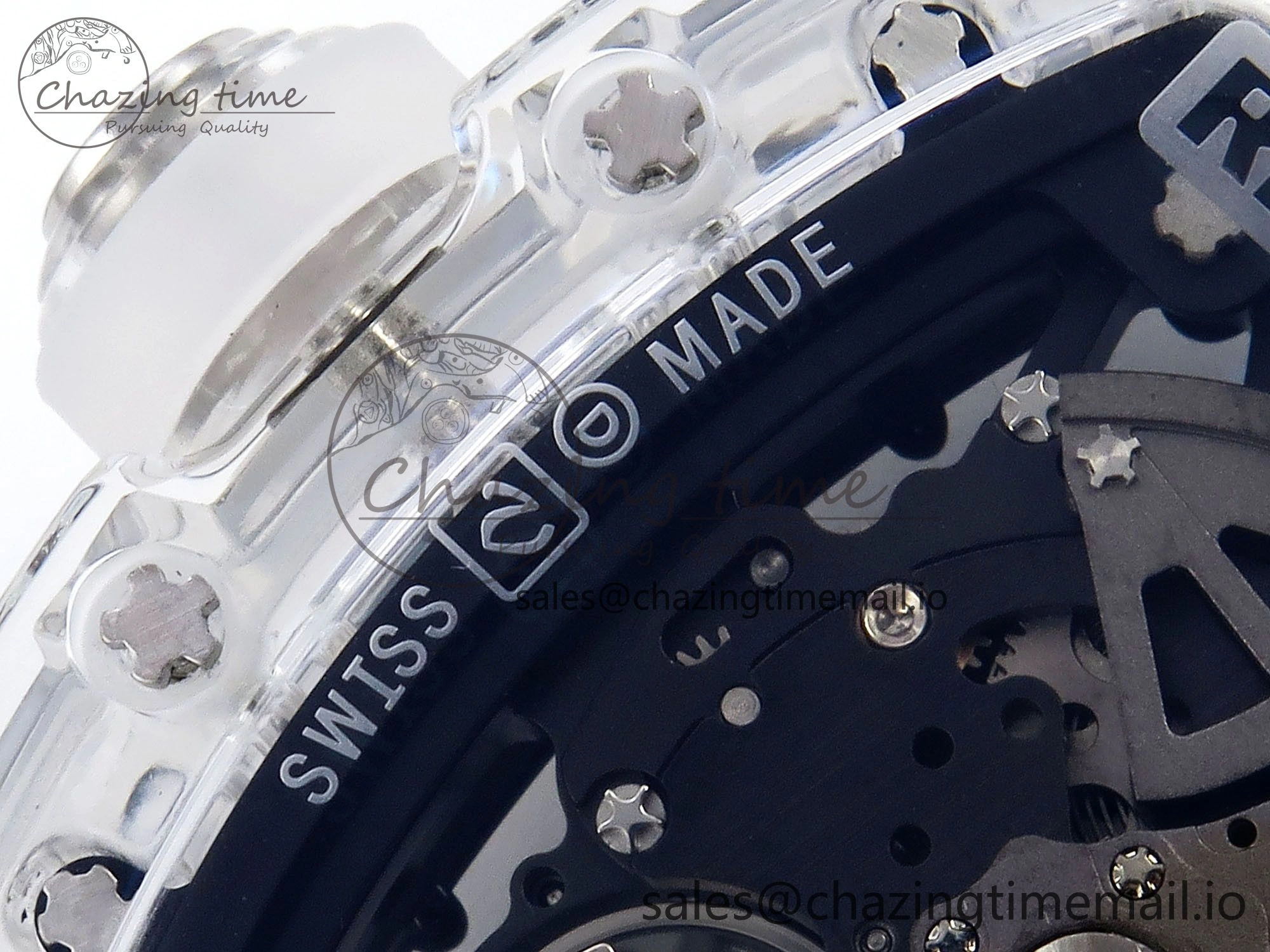 RM035-02 Transparent RMF 1:1 Best Edition Skeleton Dial on Transparent Rubber Strap RMAL Neat 9281