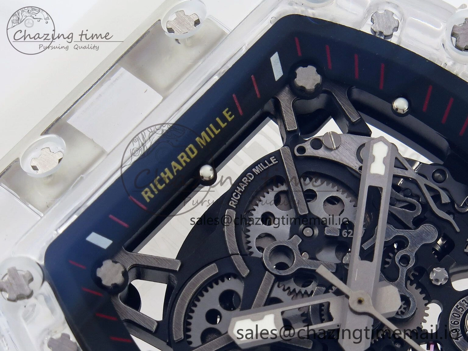 RM035-02 Transparent RMF 1:1 Best Edition Skeleton Dial on Transparent Rubber Strap RMAL Neat 9281