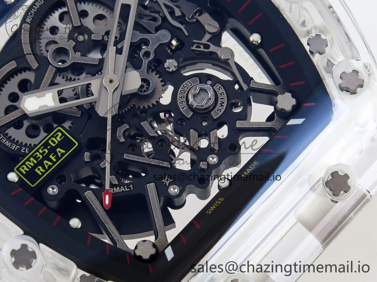 RM035-02 Transparent RMF 1:1 Best Edition Skeleton Dial on Transparent Rubber Strap RMAL Neat 9281