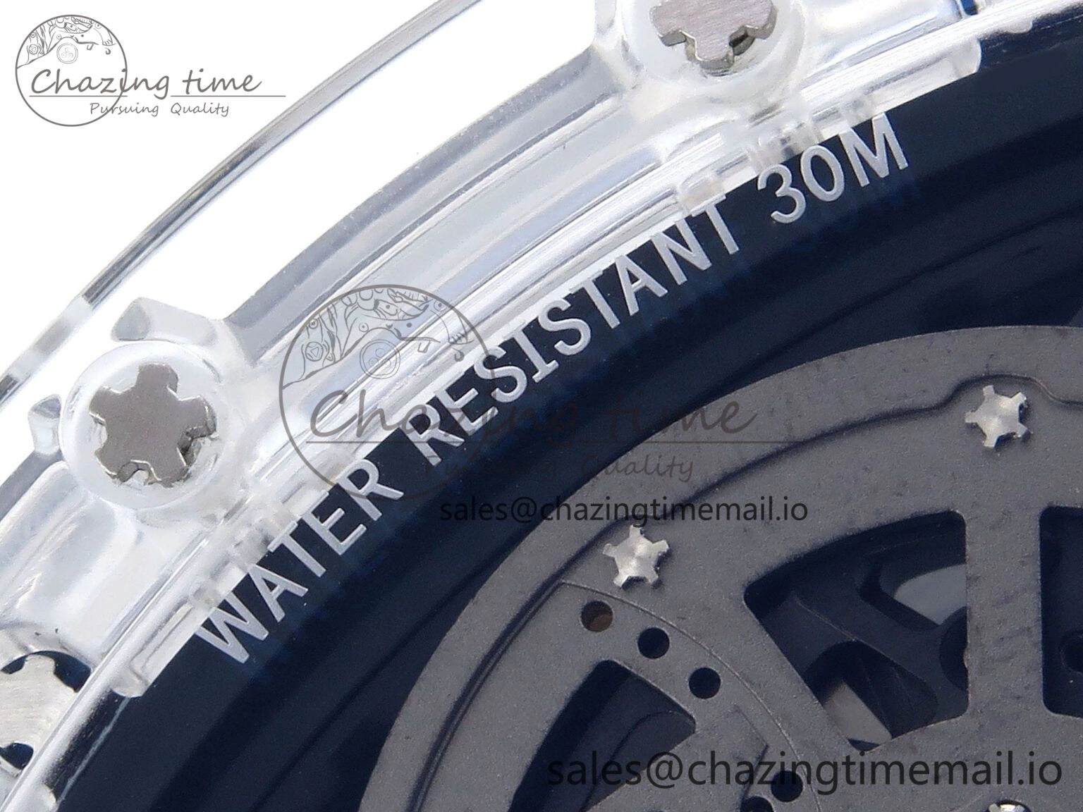 RM035-02 Transparent RMF 1:1 Best Edition Skeleton Dial on White Rubber Strap RMAL WrinkleFree 9282
