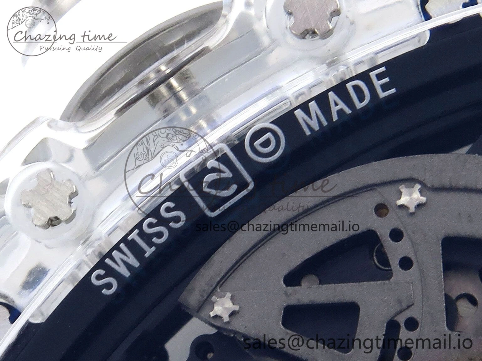 RM035-02 Transparent RMF 1:1 Best Edition Skeleton Dial on White Rubber Strap RMAL WrinkleFree 9282