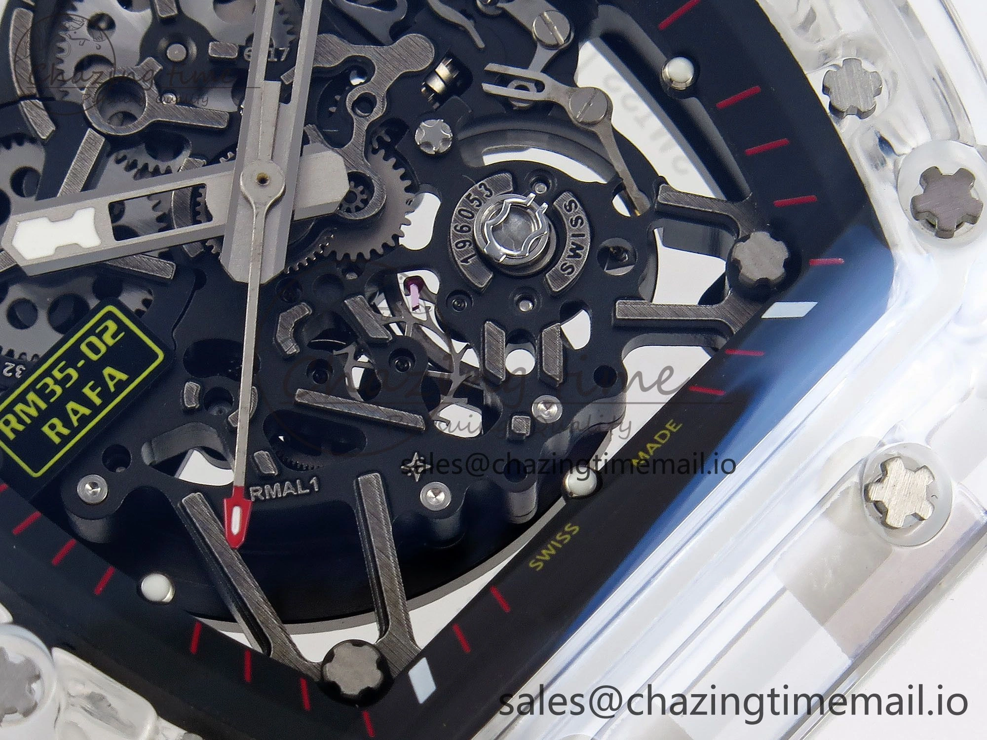 RM035-02 Transparent RMF 1:1 Best Edition Skeleton Dial on White Rubber Strap RMAL WrinkleFree 9282
