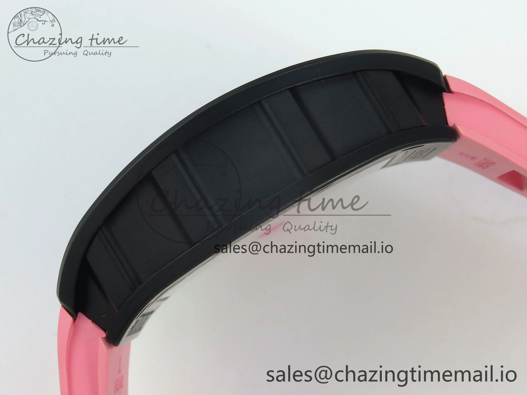 RM035 Americas RG Black Ceramic SONIC Best Edition Skeleton Dial on Pink Rubber Strap Clone RMUL Classic 9141