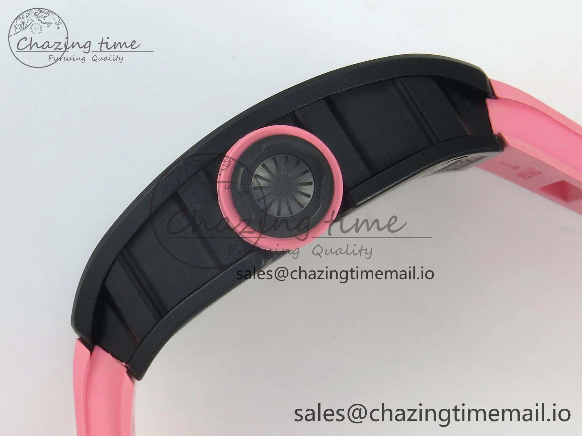 RM035 Americas RG Black Ceramic SONIC Best Edition Skeleton Dial on Pink Rubber Strap Clone RMUL Classic 9141