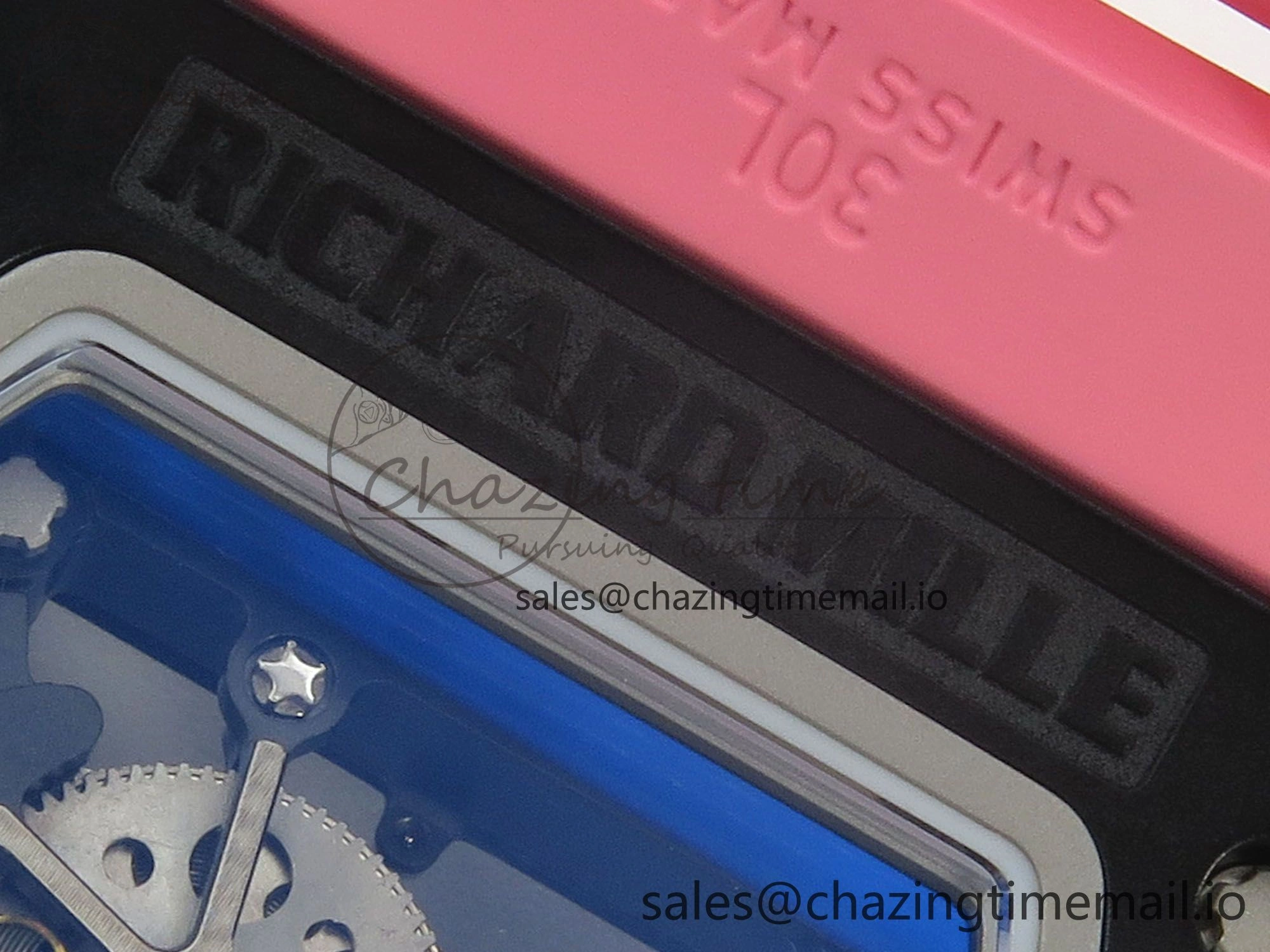 RM035 Americas RG Black Ceramic SONIC Best Edition Skeleton Dial on Pink Rubber Strap Clone RMUL Classic 9141