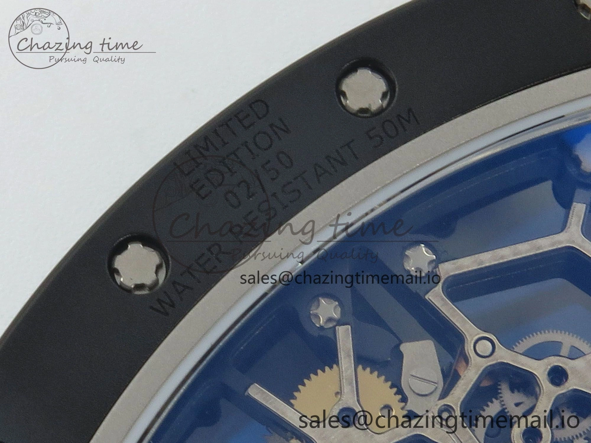 RM035 Americas RG Black Ceramic SONIC Best Edition Skeleton Dial on Pink Rubber Strap Clone RMUL Classic 9141
