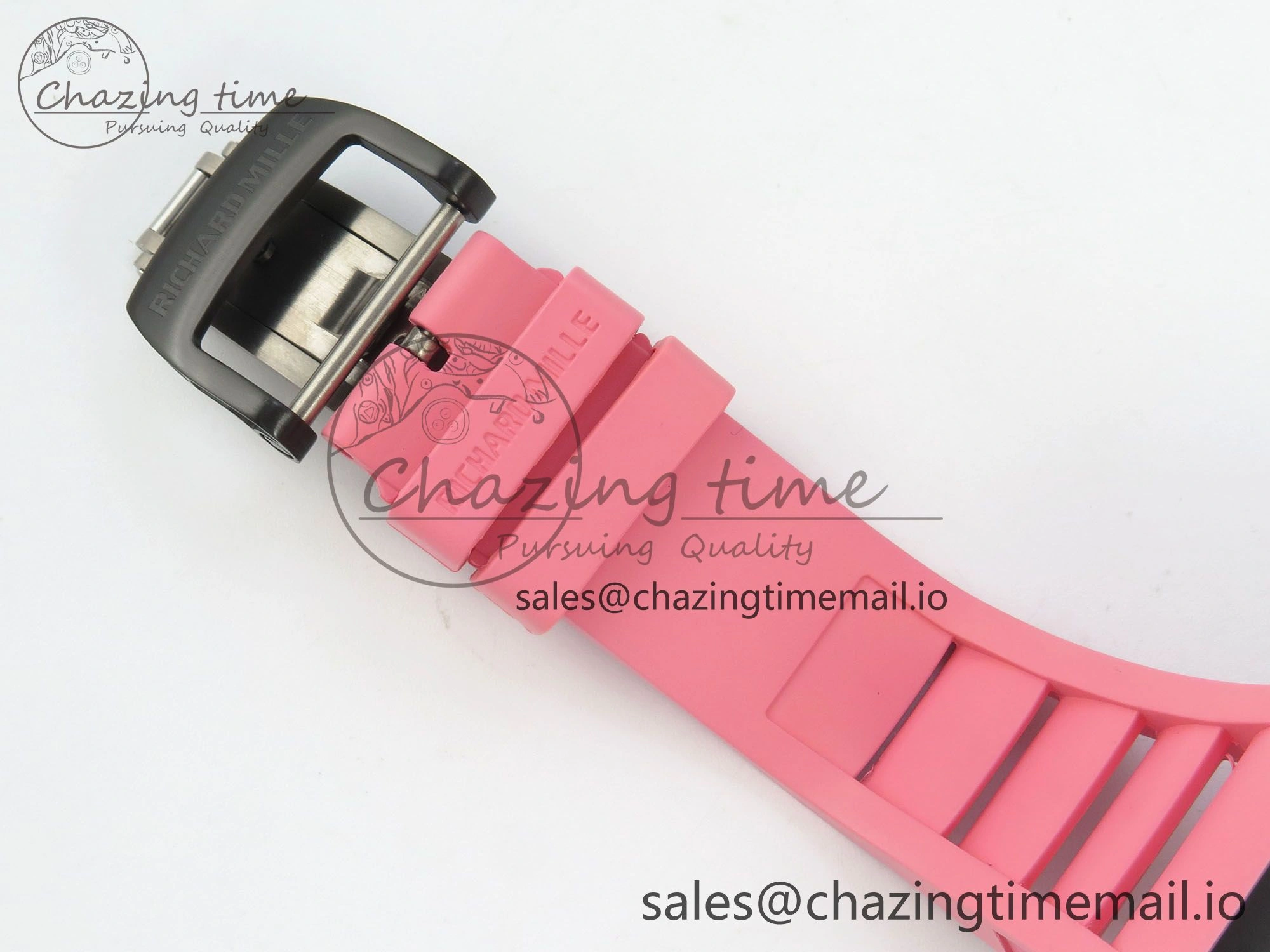 RM035 Americas RG Black Ceramic SONIC Best Edition Skeleton Dial on Pink Rubber Strap Clone RMUL Classic 9141