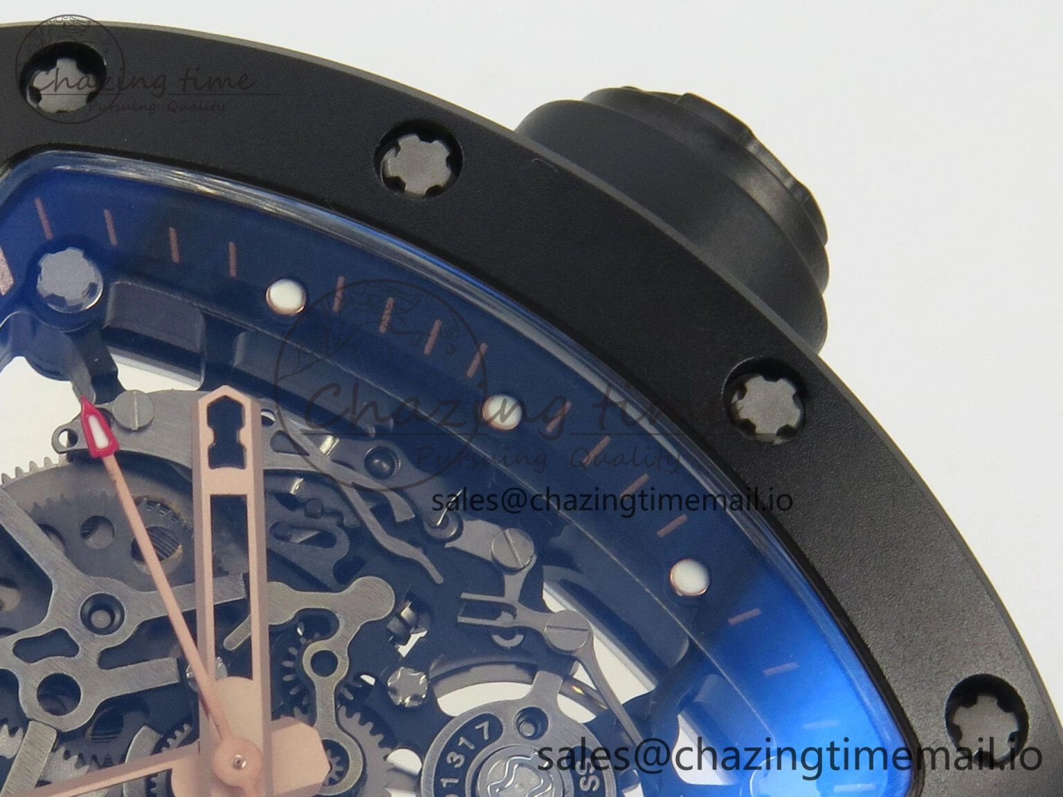 Fashionable RM035 Americas RG Black Ceramic SONIC Best Edition Skeleton Dial on White Rubber Strap Clone RMUL 9139