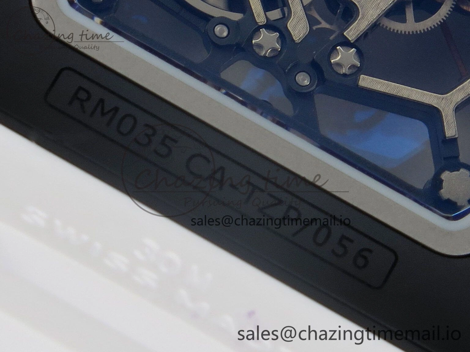 Fashionable RM035 Americas RG Black Ceramic SONIC Best Edition Skeleton Dial on White Rubber Strap Clone RMUL 9139