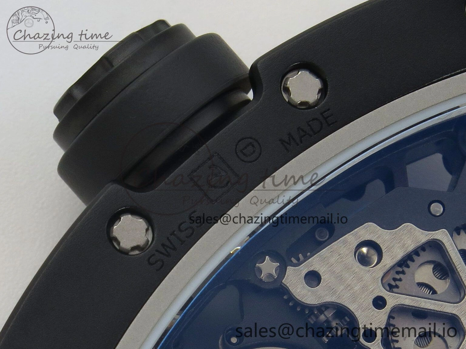 Fashionable RM035 Americas RG Black Ceramic SONIC Best Edition Skeleton Dial on White Rubber Strap Clone RMUL 9139