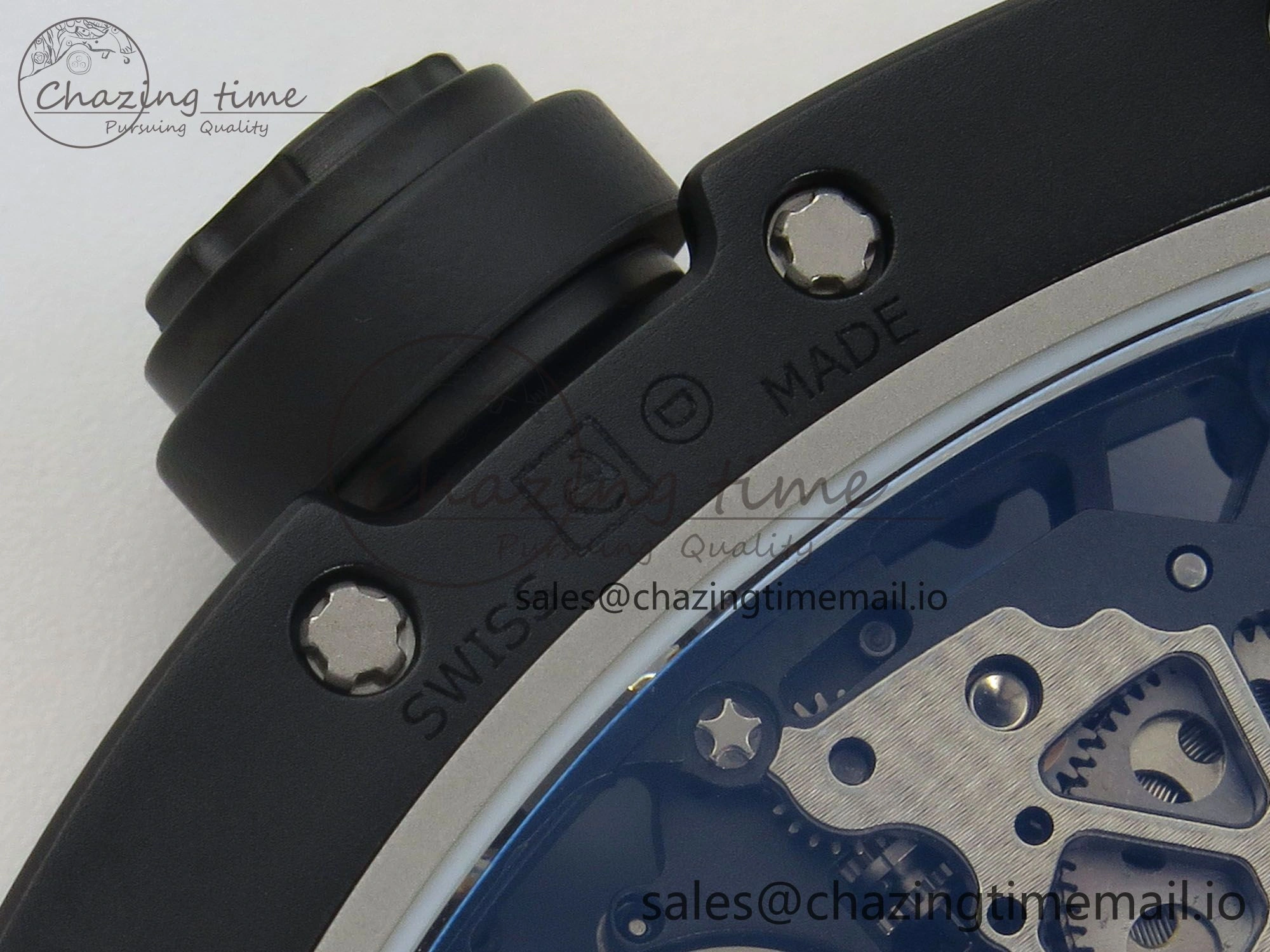 Fashionable RM035 Americas RG Black Ceramic SONIC Best Edition Skeleton Dial on White Rubber Strap Clone RMUL 9139