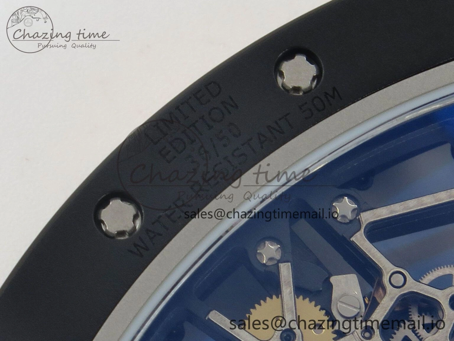 Fashionable RM035 Americas RG Black Ceramic SONIC Best Edition Skeleton Dial on White Rubber Strap Clone RMUL 9139