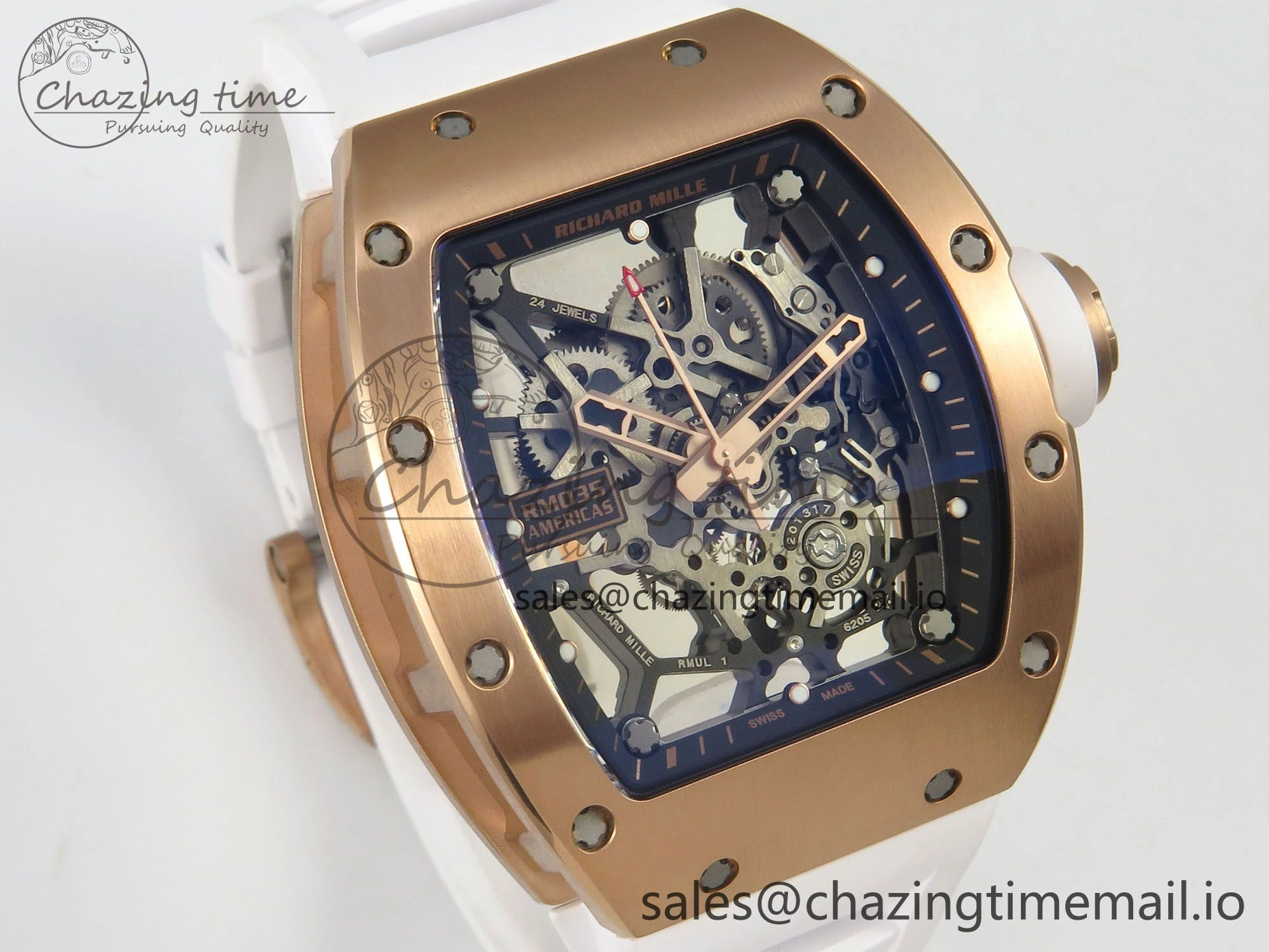 RM035 Americas RG SONIC Best Edition Skeleton Dial on White Rubber Strap Clone RMUL Thermal 9140