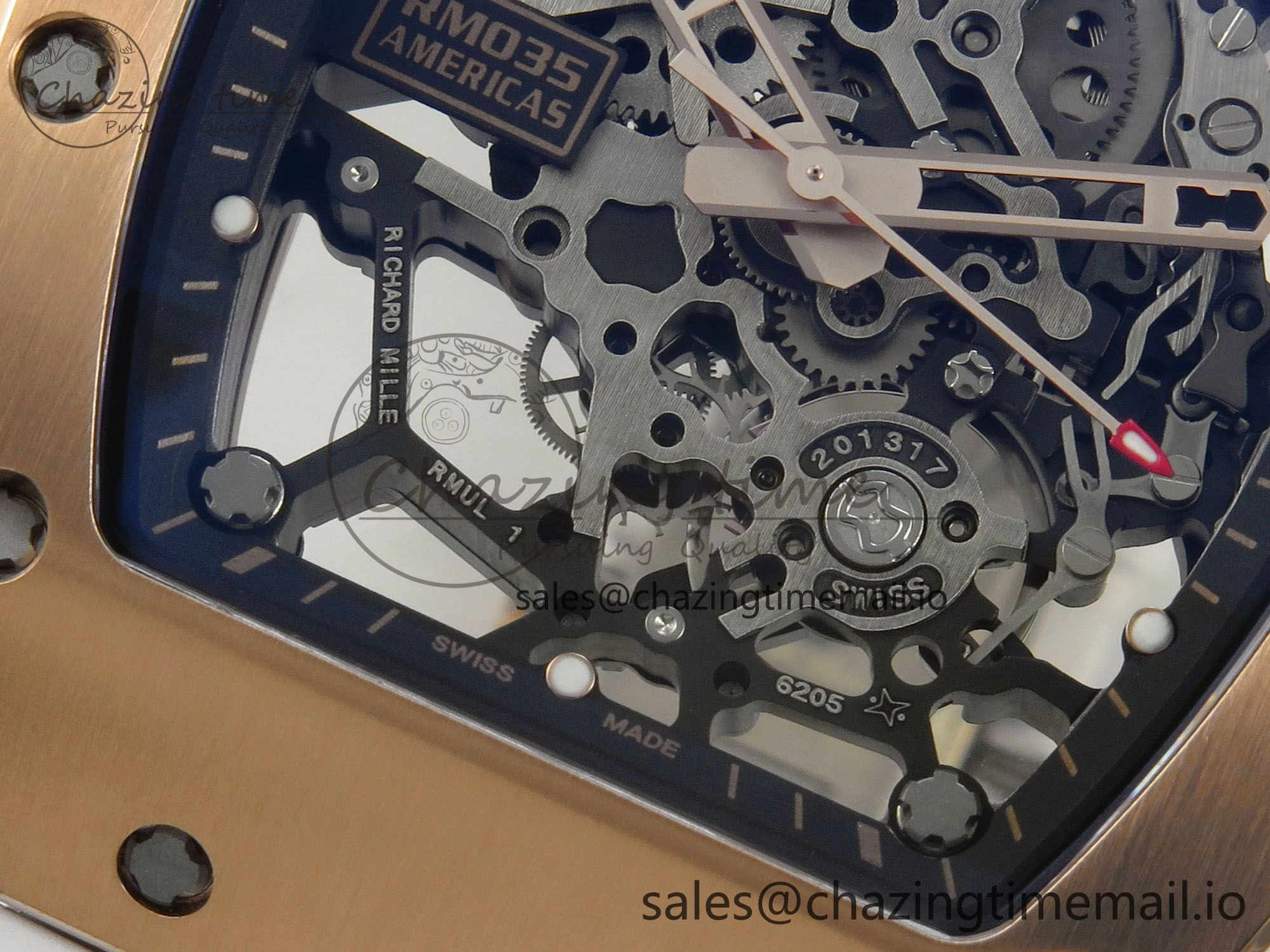 RM035 Americas RG SONIC Best Edition Skeleton Dial on White Rubber Strap Clone RMUL Thermal 9140