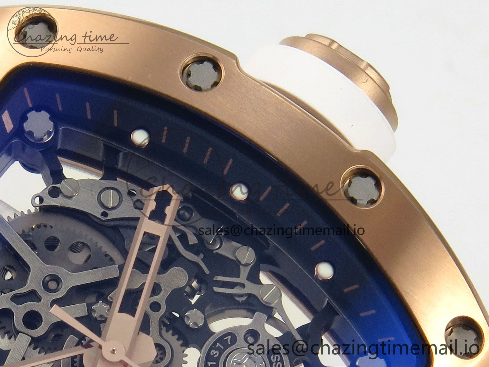 RM035 Americas RG SONIC Best Edition Skeleton Dial on White Rubber Strap Clone RMUL Thermal 9140