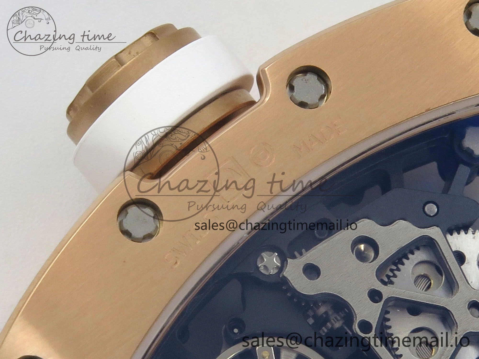 RM035 Americas RG SONIC Best Edition Skeleton Dial on White Rubber Strap Clone RMUL Thermal 9140