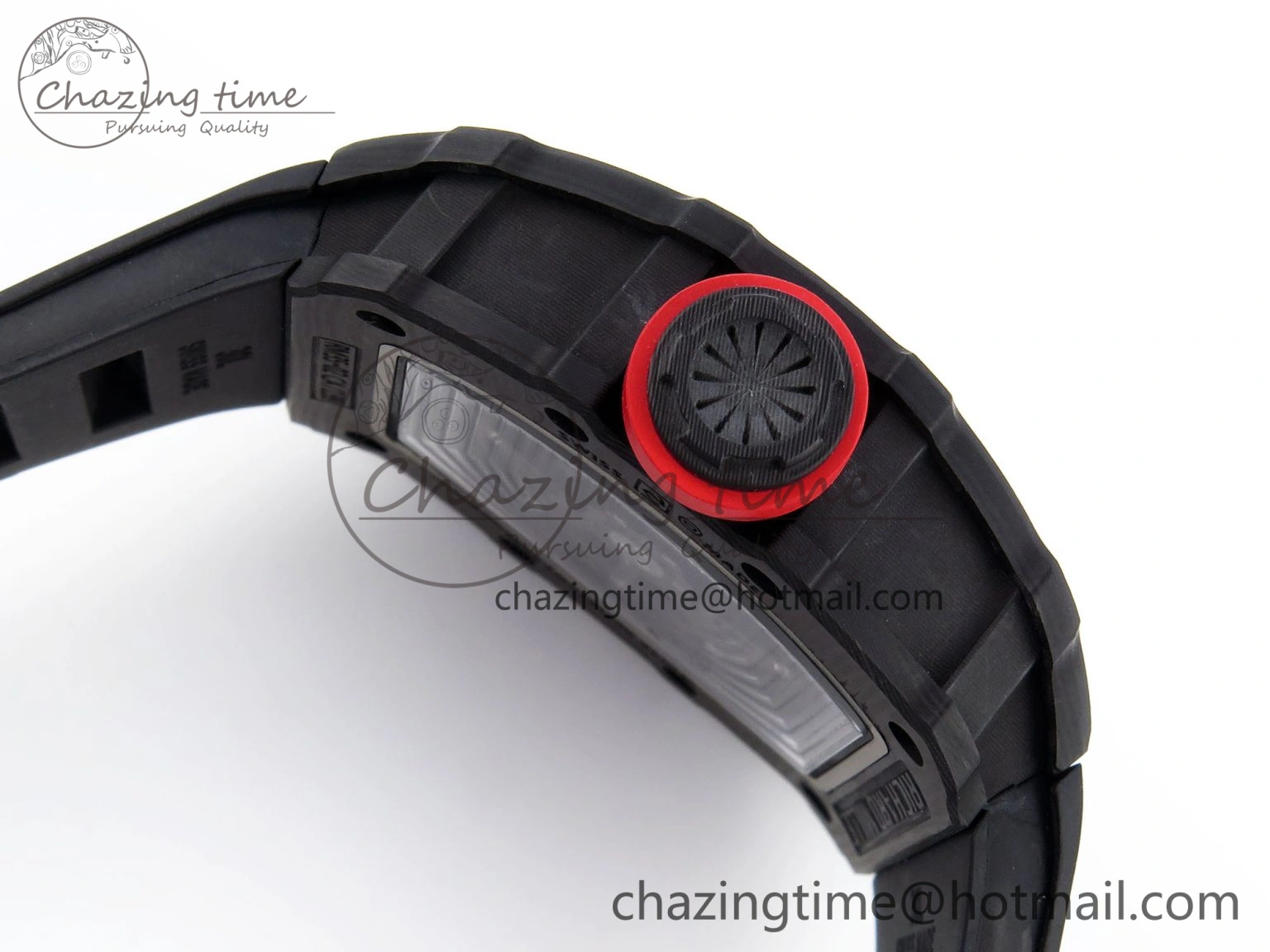 Attractive RM035 BLACK CARBON SONIC BEST EDITION SKELETON DIAL ON BLACK RUBBER STRAP CLONE RMUL 9314