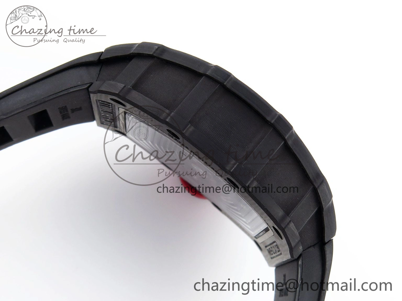 Attractive RM035 BLACK CARBON SONIC BEST EDITION SKELETON DIAL ON BLACK RUBBER STRAP CLONE RMUL 9314