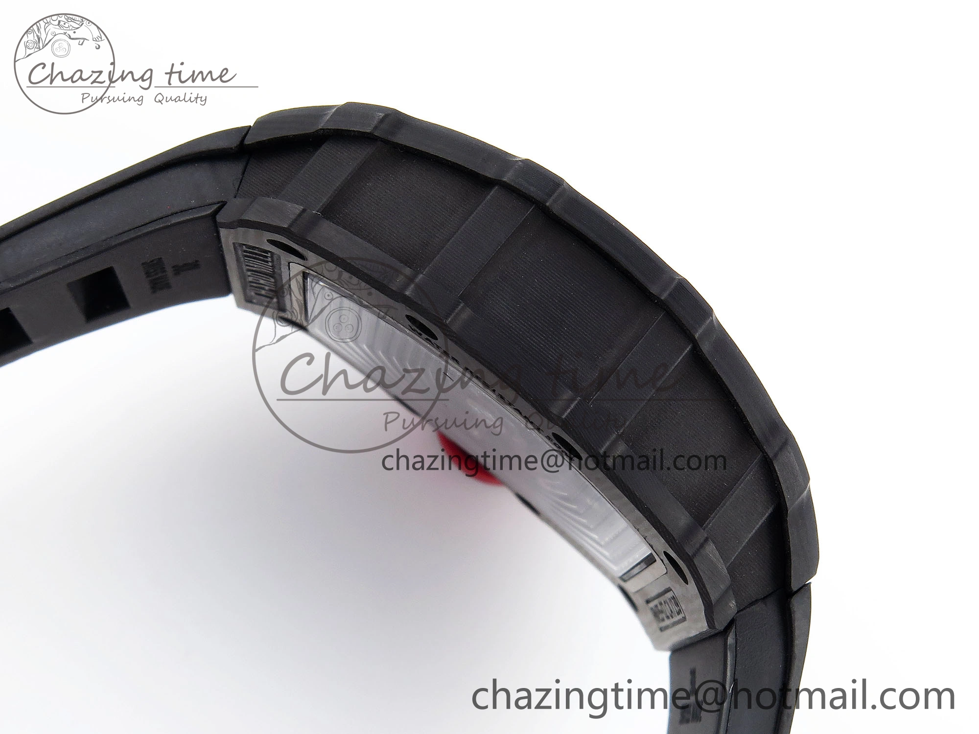 Attractive RM035 BLACK CARBON SONIC BEST EDITION SKELETON DIAL ON BLACK RUBBER STRAP CLONE RMUL 9314
