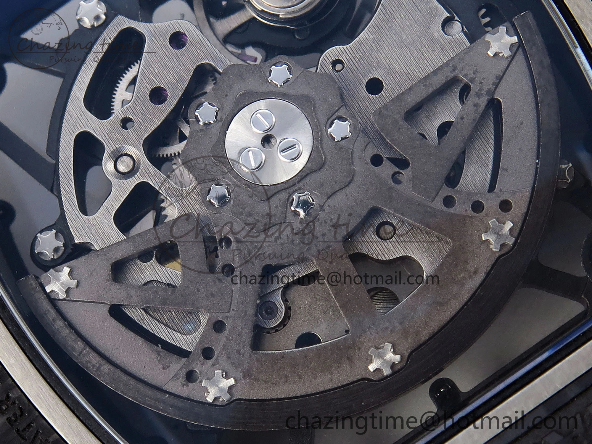 Attractive RM035 BLACK CARBON SONIC BEST EDITION SKELETON DIAL ON BLACK RUBBER STRAP CLONE RMUL 9314