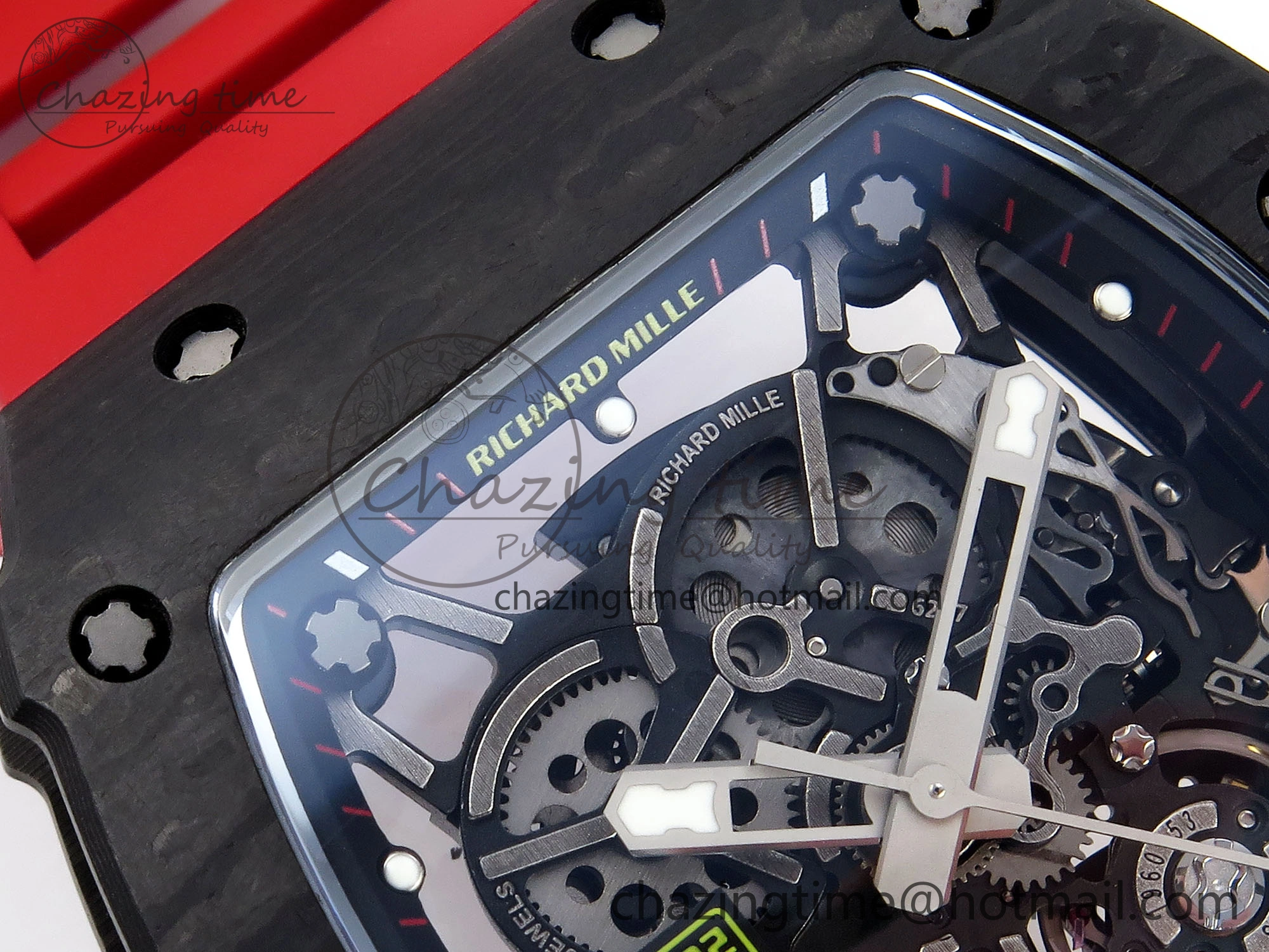 RM035 BLACK CARBON SONIC BEST EDITION SKELETON DIAL ON RED RUBBER STRAP CLONE RMUL SportInspired 9317