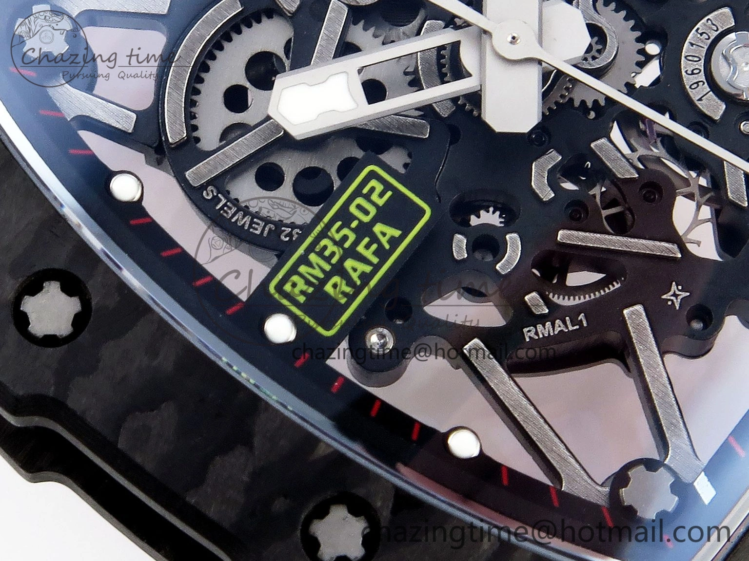 RM035 BLACK CARBON SONIC BEST EDITION SKELETON DIAL ON RED RUBBER STRAP CLONE RMUL SportInspired 9317