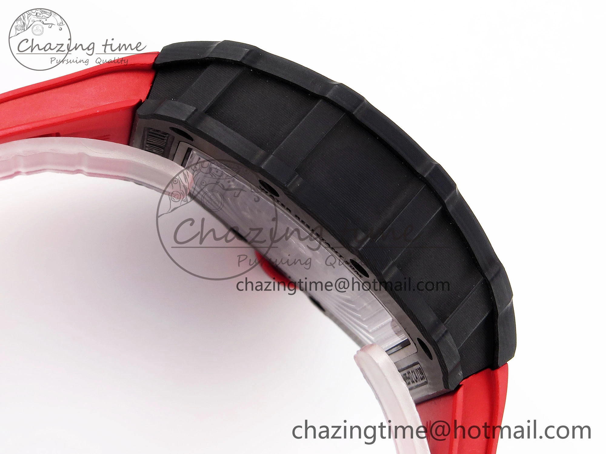 RM035 BLACK CARBON SONIC BEST EDITION SKELETON DIAL ON RED RUBBER STRAP CLONE RMUL SportInspired 9317