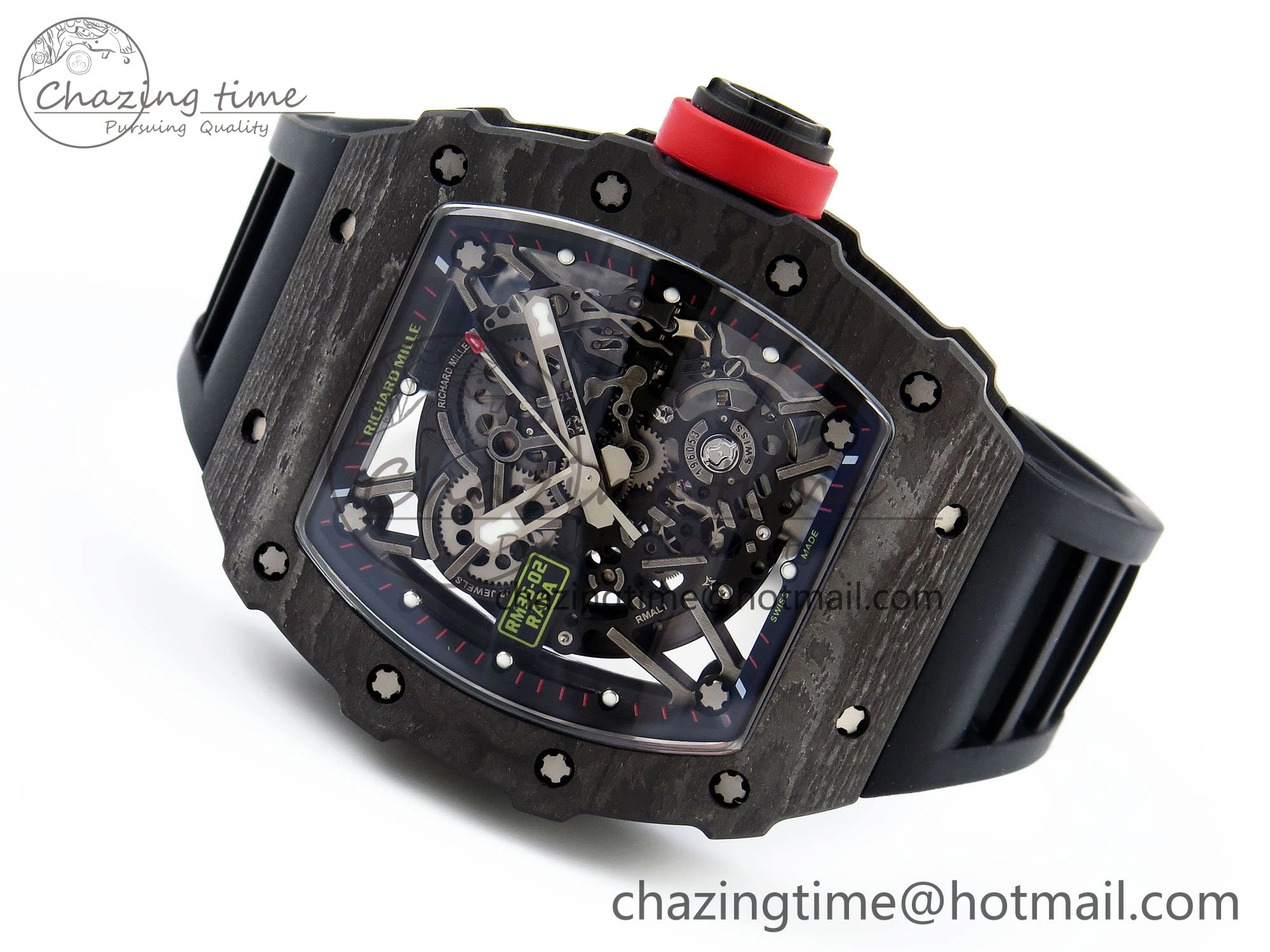 RM035 Black Carbon SONIC Best Edition Skeleton Dial on Black Rubber Strap Clone RMUL FashionForward 9307