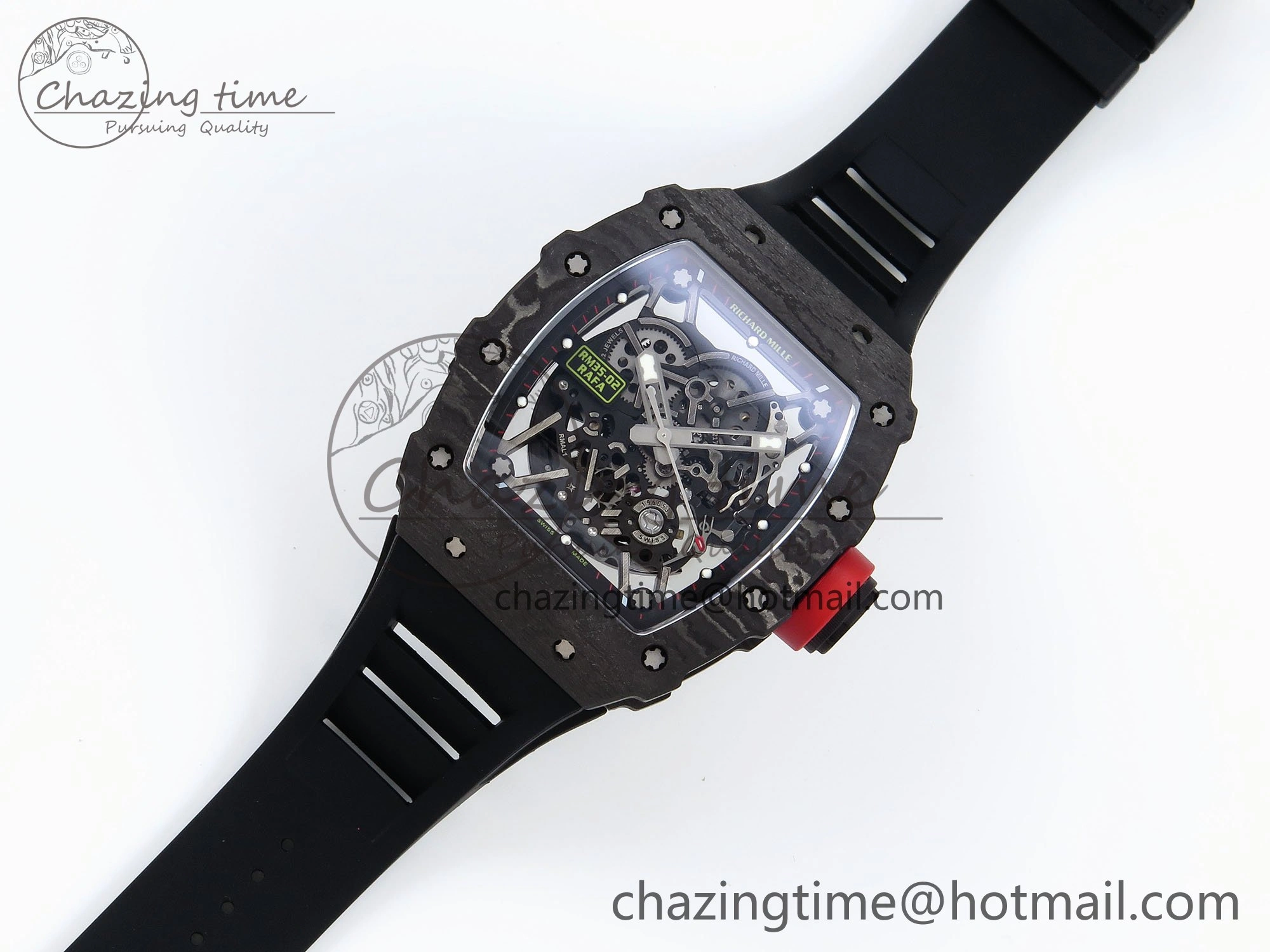 RM035 Black Carbon SONIC Best Edition Skeleton Dial on Black Rubber Strap Clone RMUL FashionForward 9307