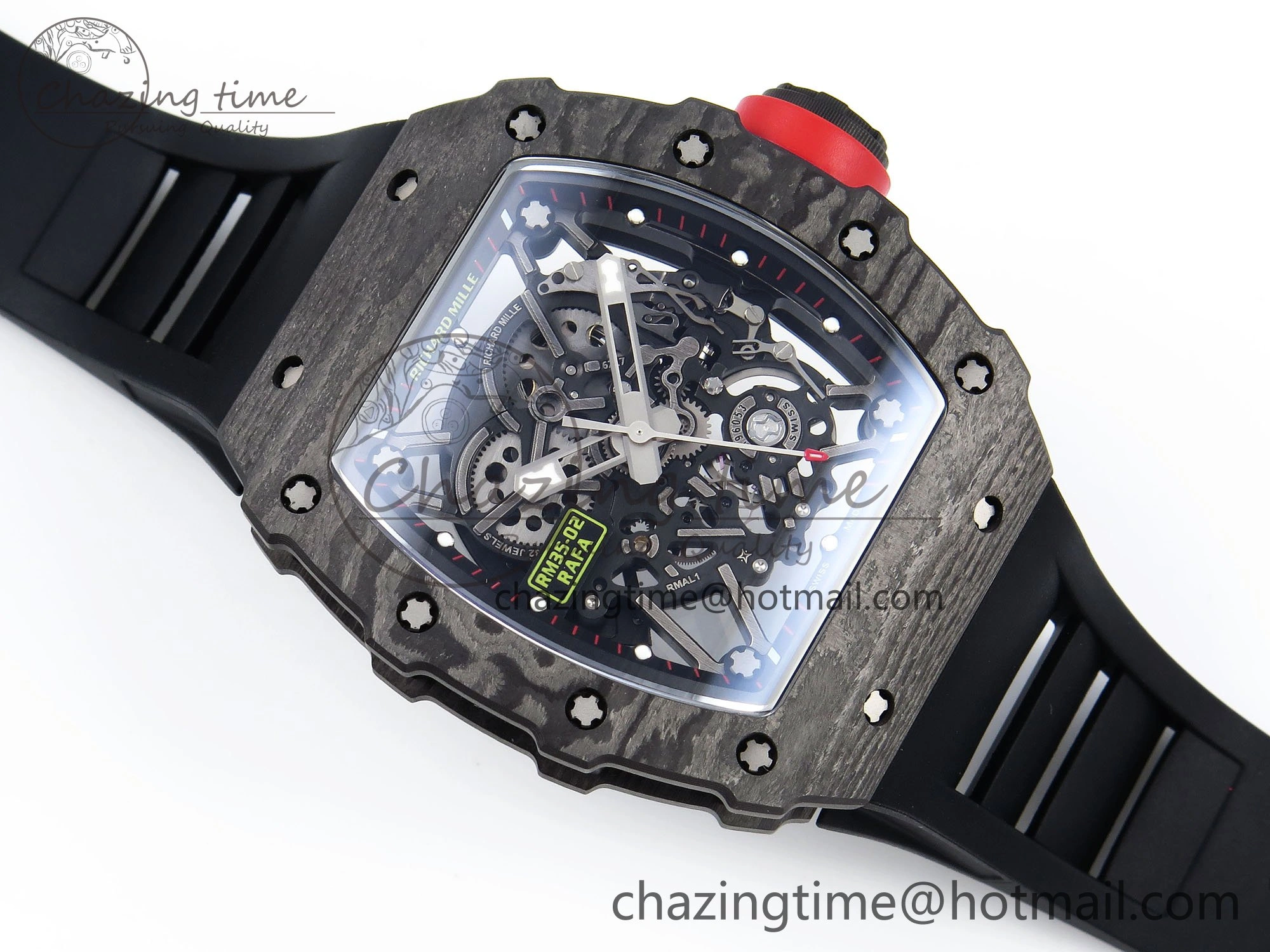 RM035 Black Carbon SONIC Best Edition Skeleton Dial on Black Rubber Strap Clone RMUL FashionForward 9307