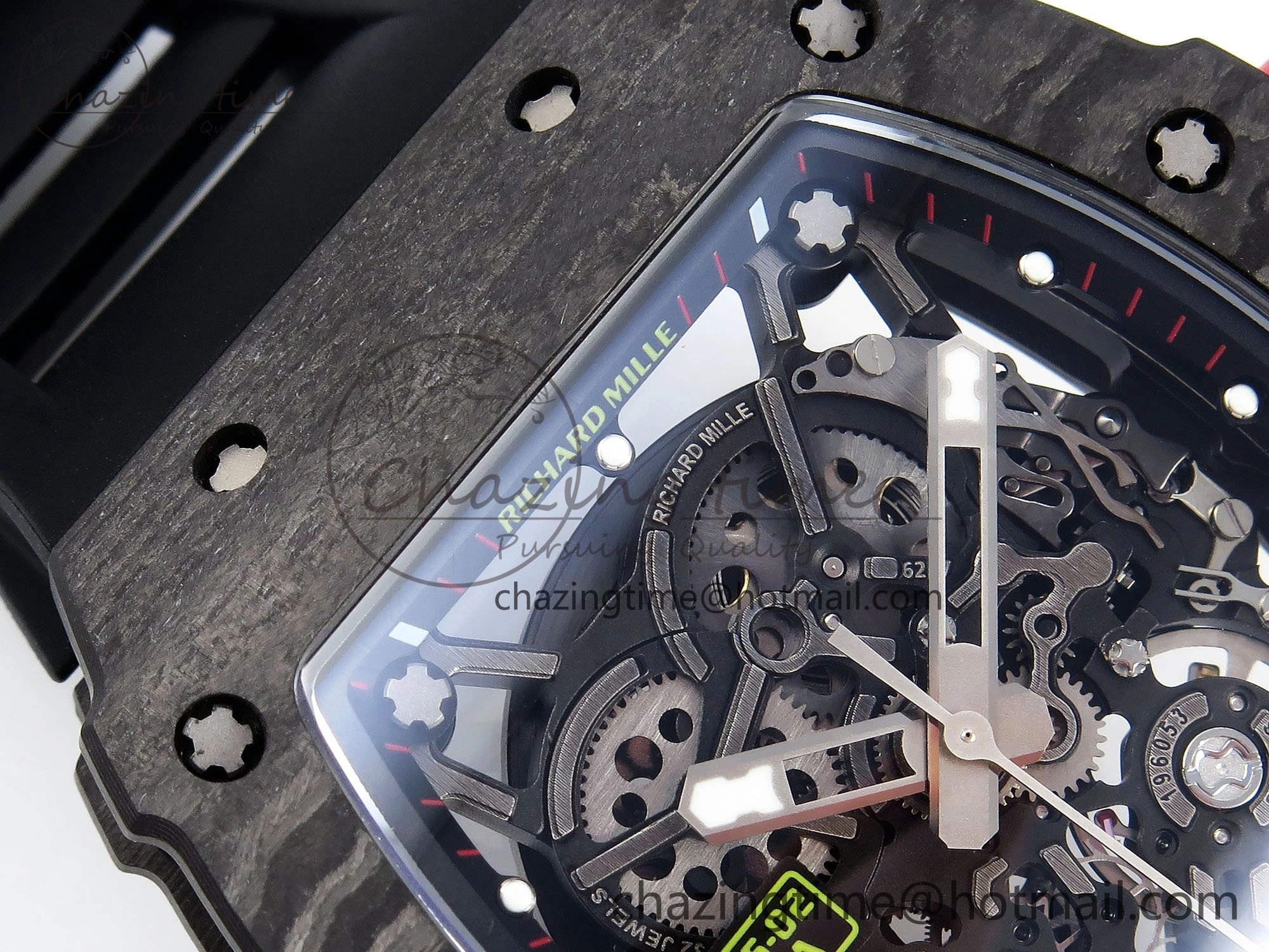 RM035 Black Carbon SONIC Best Edition Skeleton Dial on Black Rubber Strap Clone RMUL FashionForward 9307