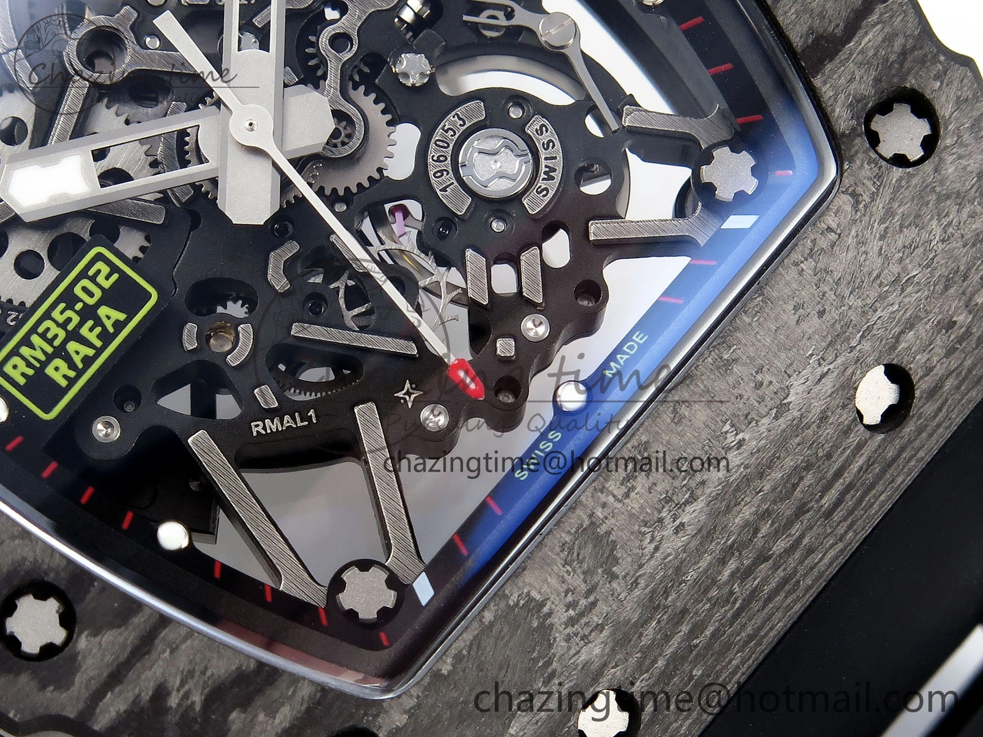 RM035 Black Carbon SONIC Best Edition Skeleton Dial on Black Rubber Strap Clone RMUL FashionForward 9307