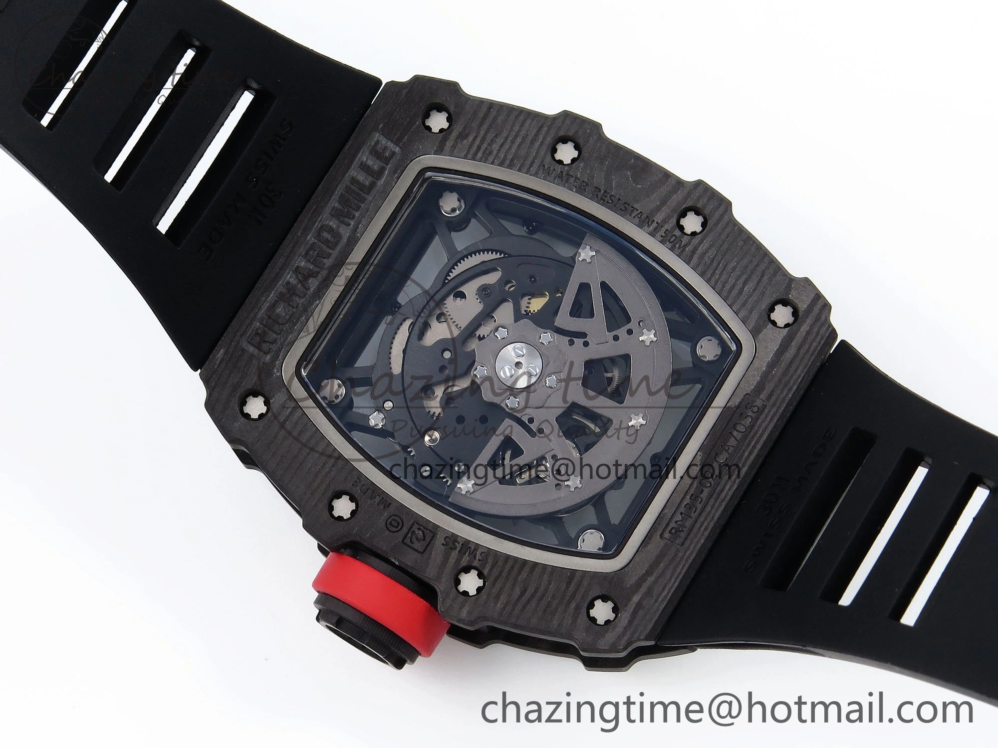 RM035 Black Carbon SONIC Best Edition Skeleton Dial on Black Rubber Strap Clone RMUL FashionForward 9307
