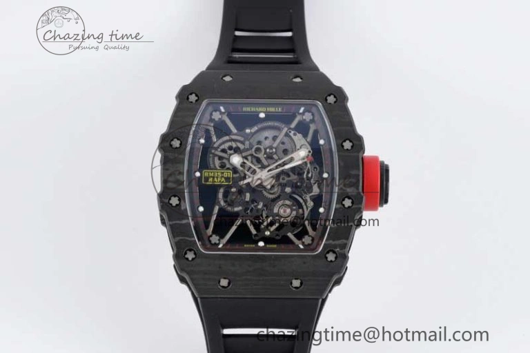 Colorful RM035 Black Carbon SONIC Best Edition Skeleton Dial on Black Rubber Strap Clone RMUL 9350