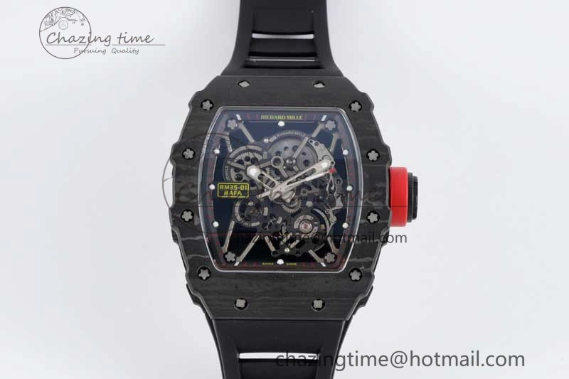 Colorful RM035 Black Carbon SONIC Best Edition Skeleton Dial on Black Rubber Strap Clone RMUL 9350