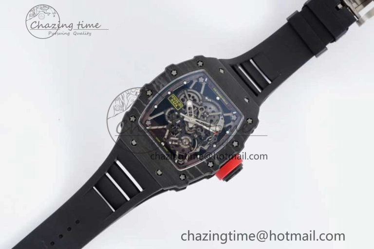 Colorful RM035 Black Carbon SONIC Best Edition Skeleton Dial on Black Rubber Strap Clone RMUL 9350