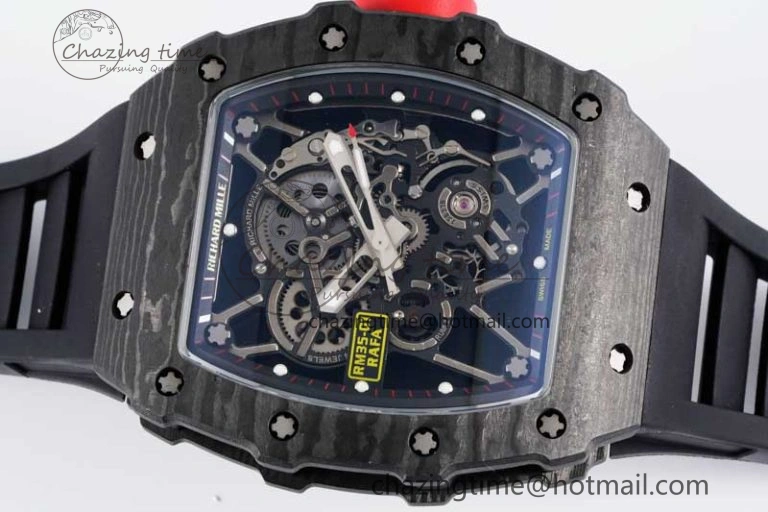 Colorful RM035 Black Carbon SONIC Best Edition Skeleton Dial on Black Rubber Strap Clone RMUL 9350
