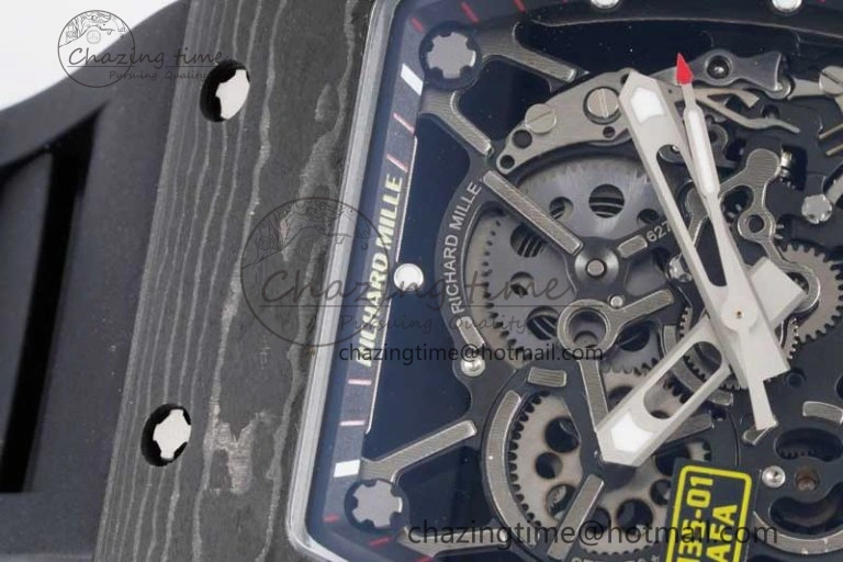 Colorful RM035 Black Carbon SONIC Best Edition Skeleton Dial on Black Rubber Strap Clone RMUL 9350