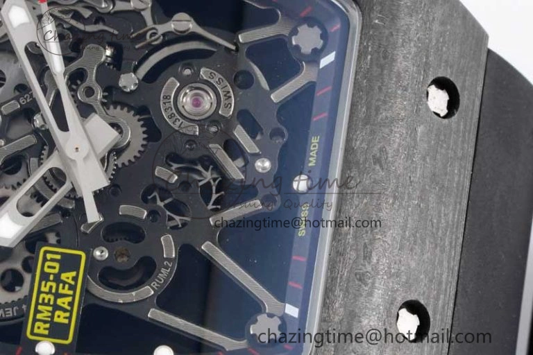 Colorful RM035 Black Carbon SONIC Best Edition Skeleton Dial on Black Rubber Strap Clone RMUL 9350