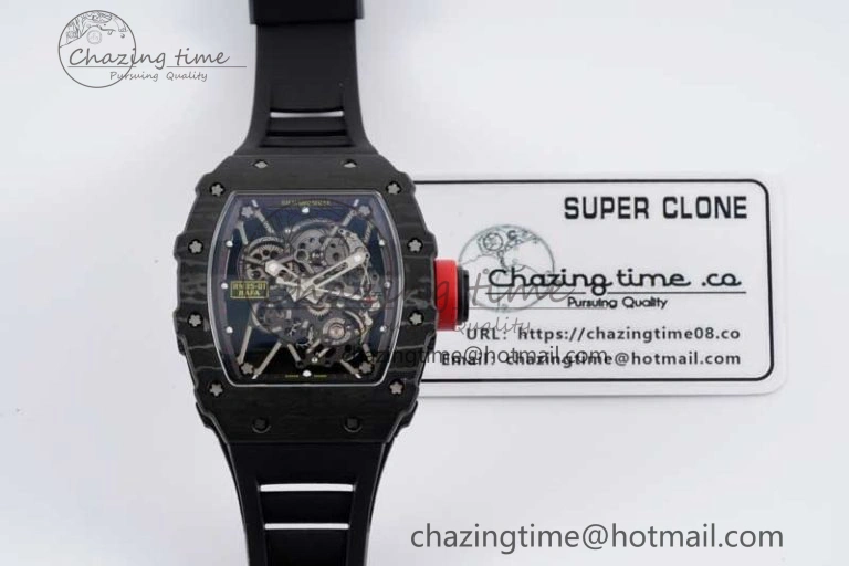 Colorful RM035 Black Carbon SONIC Best Edition Skeleton Dial on Black Rubber Strap Clone RMUL 9350