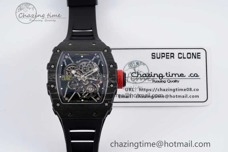Colorful RM035 Black Carbon SONIC Best Edition Skeleton Dial on Black Rubber Strap Clone RMUL 9350