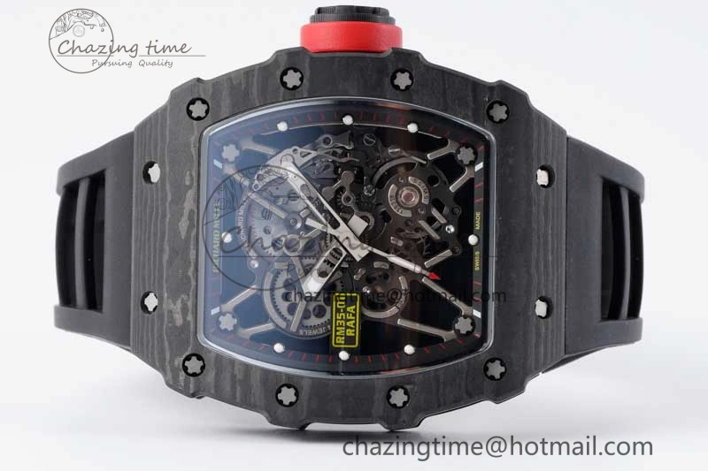 Colorful RM035 Black Carbon SONIC Best Edition Skeleton Dial on Black Rubber Strap Clone RMUL 9350