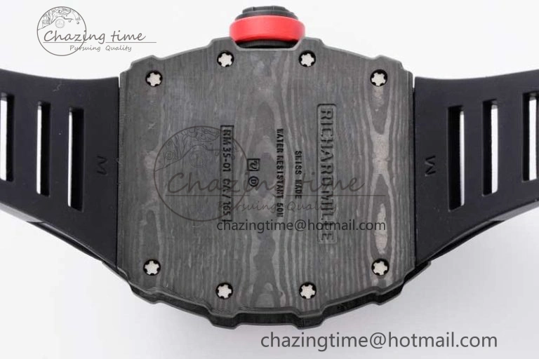 Colorful RM035 Black Carbon SONIC Best Edition Skeleton Dial on Black Rubber Strap Clone RMUL 9350