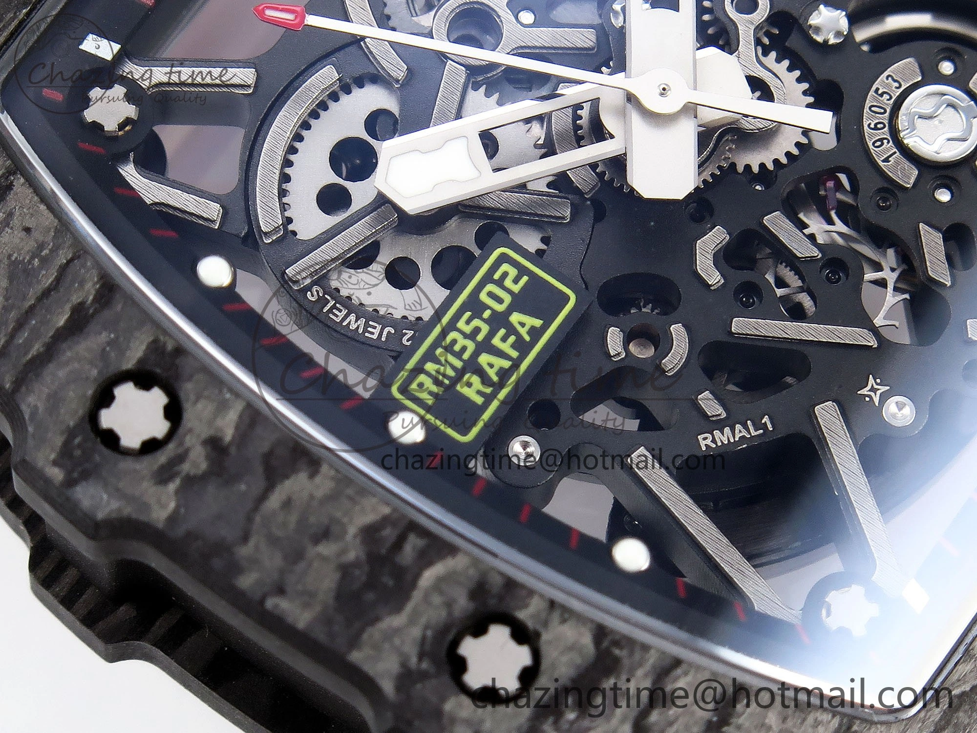 RM035 Black Carbon SONIC Best Edition Skeleton Dial on Blue Rubber Strap Clone RMUL TimelessDesign 9304